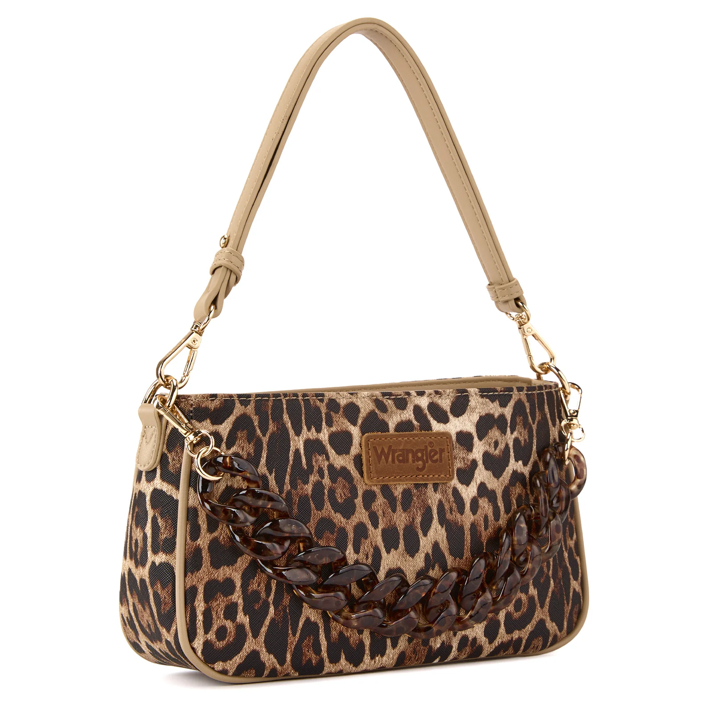 Wrangler Western Leopard Print Shoulder Bag with Chain Detail