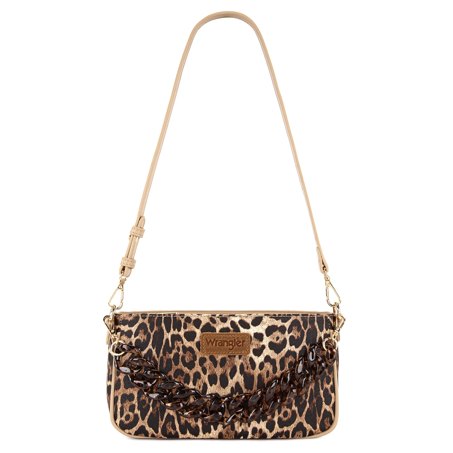Wrangler Western Leopard Print Shoulder Bag with Chain Detail