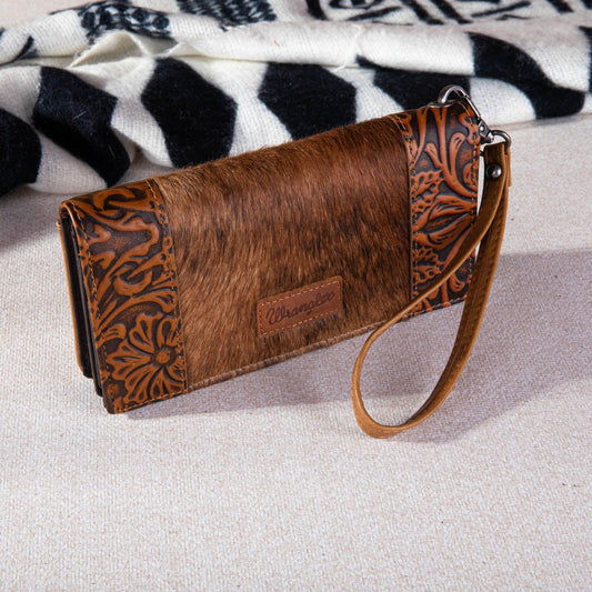 Wrangler Hair-On Cowhide Embossed Wallet with Wristlet