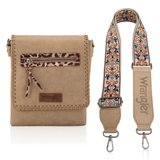 Wrangler Whipstitch Leopard Print Crossbody