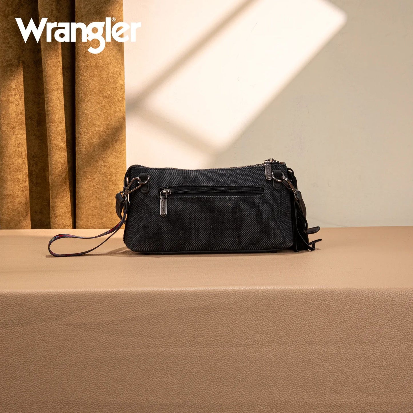 Wrangler Embroidered Aztec Canvas Wristlet Crossbody