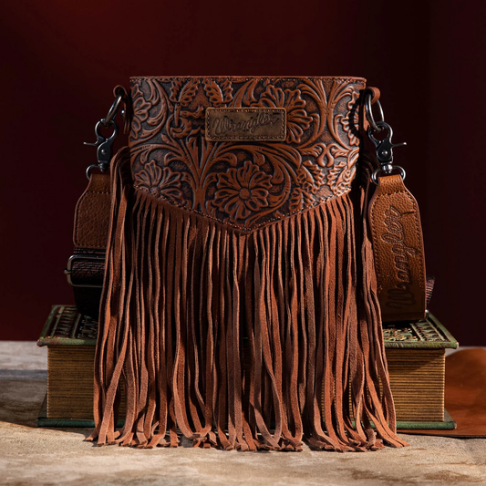 Wrangler Vintage Floral Embossed Fringe Crossbodys