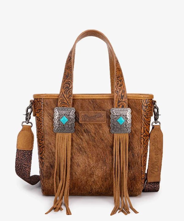 Wrangler Cowhide Floral Tooled Concealed Carry Tote