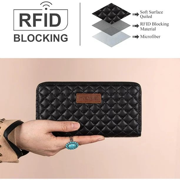 Wrangler Quilted Design RFID Wristlet Wallet