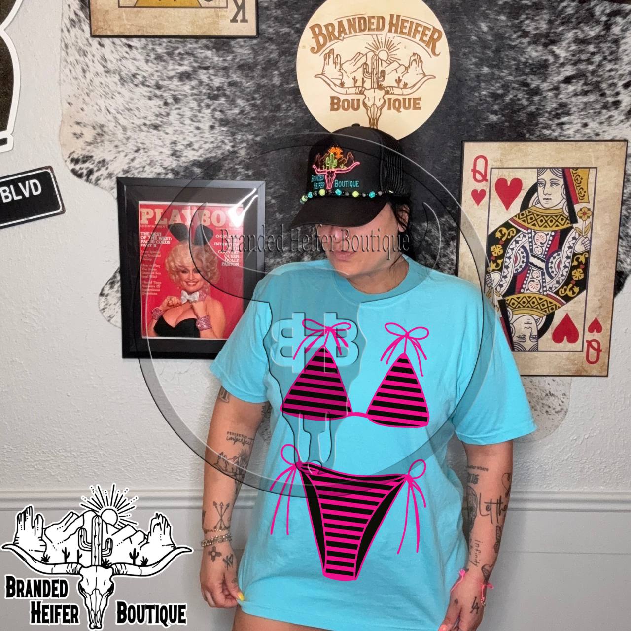 Hot Pink Stripe Bikini Tee