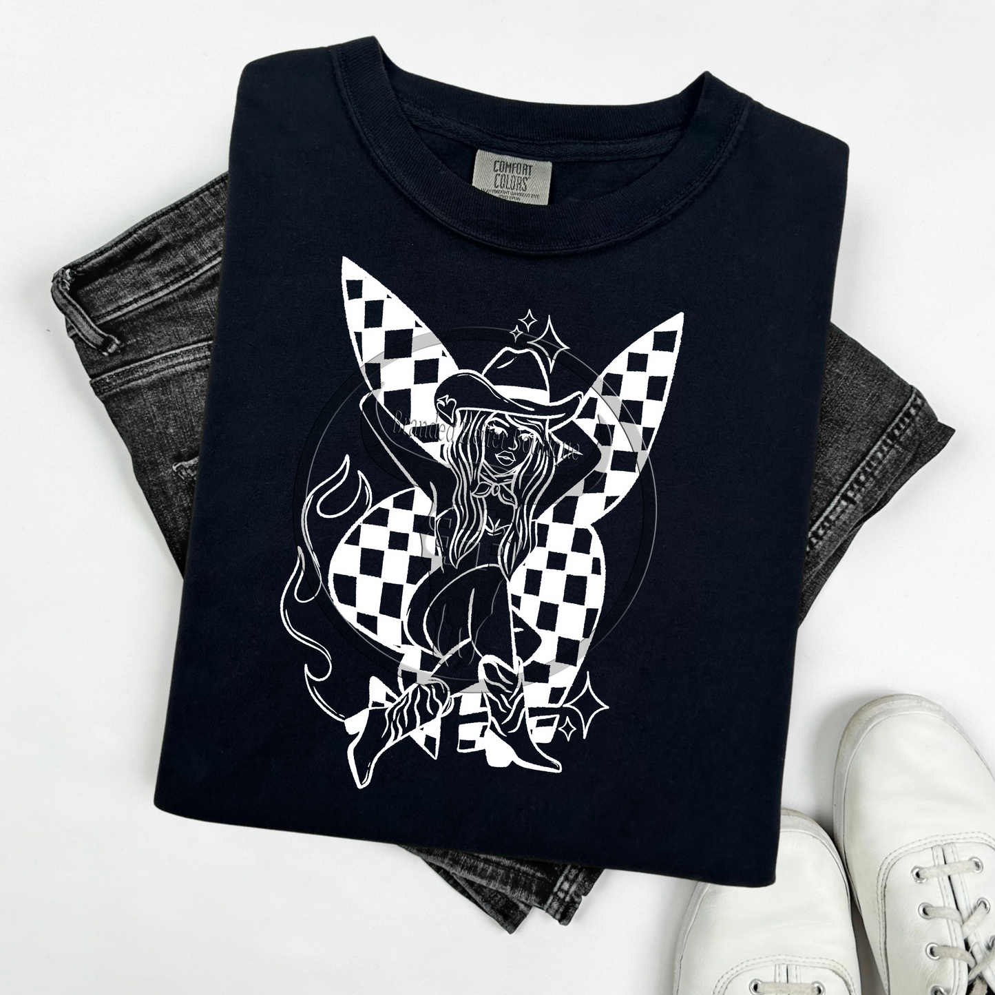 Checkered Cowgirl Bunny T-Shirt