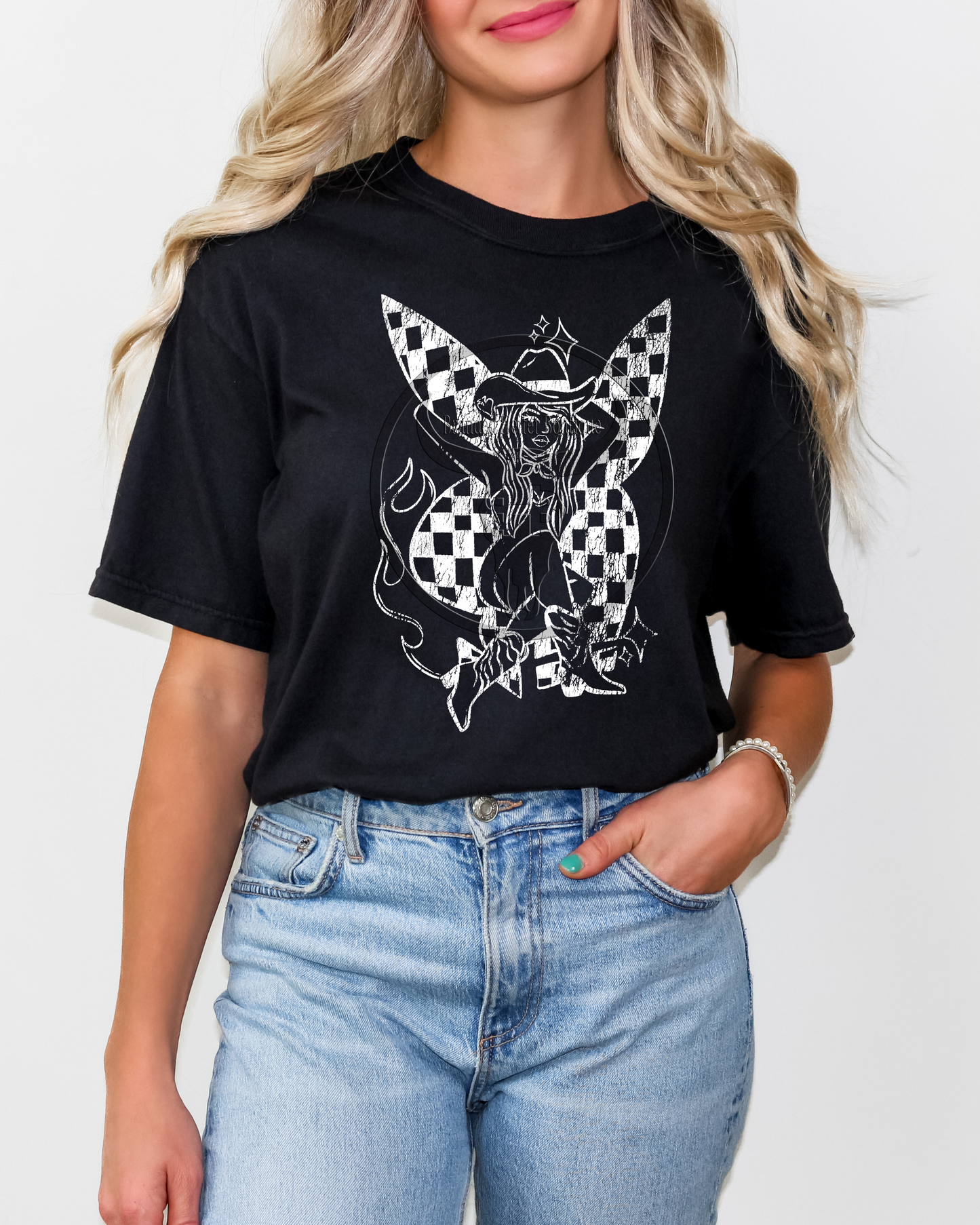 Checkered Cowgirl Bunny T-Shirt