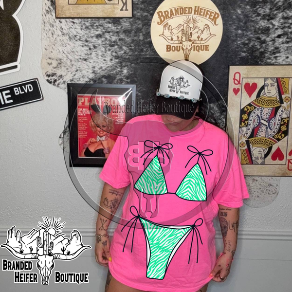 Mint Zebra Bikini Tee