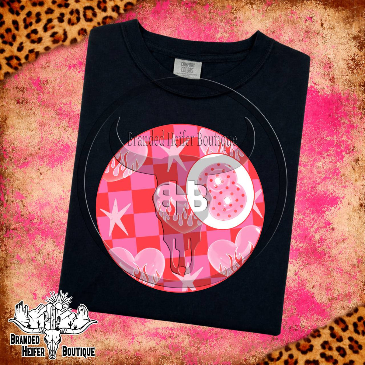 Pink Checkered Flame 8-Ball T-Shirt