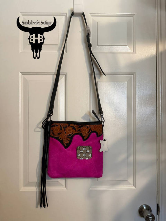 American Darling Hot Pink Cowhide Crossbody