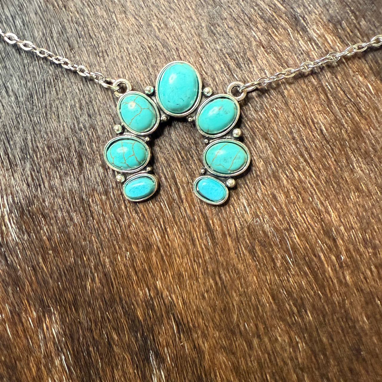 Necklace - Turquoise Horseshoe Statement Necklace