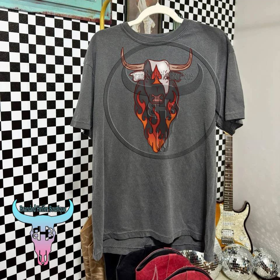 Flaming Ace Bull T-Shirt