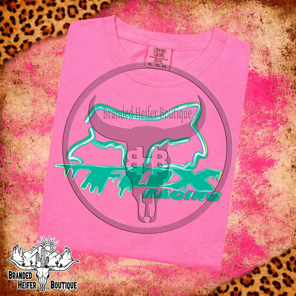 Turquoise Neon Cowgirl Racing T-Shirt