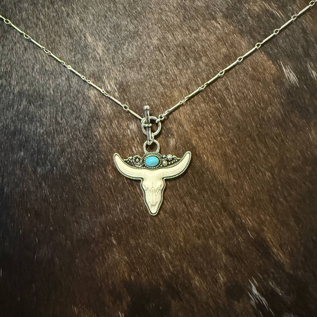 Necklace - Turquoise Longhorn Skull