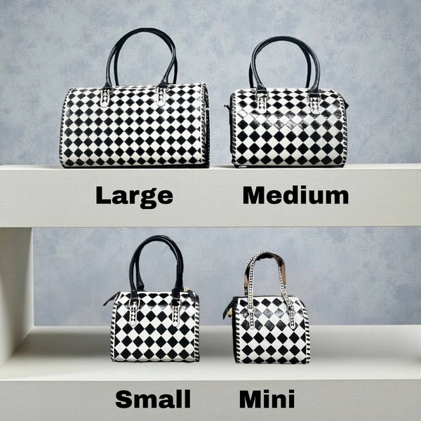 Checkered Tooled Leather Speedy Crossbody Bag