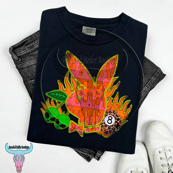 Hotter Than Hell Bunny Yallternative T-Shirt | Neon Grunge Bunny Graphic Tee