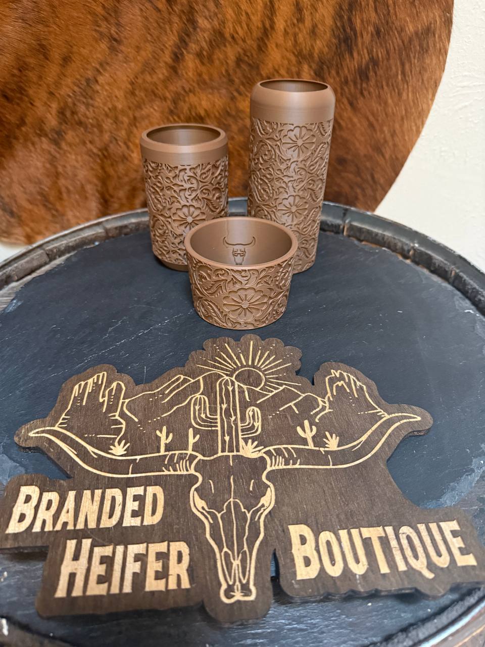 3D Printed Tooled Leather Koozies