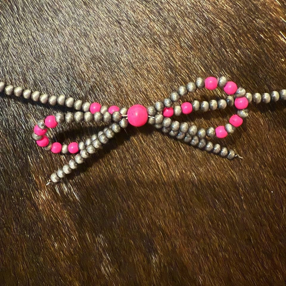 Necklace - Beaded Bow Choker Necklace
