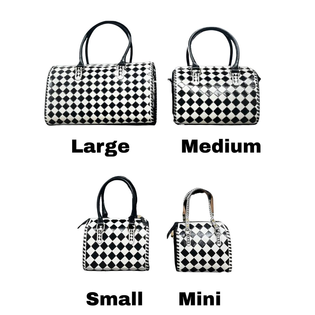 Checkered Tooled Leather Speedy Crossbody Bag