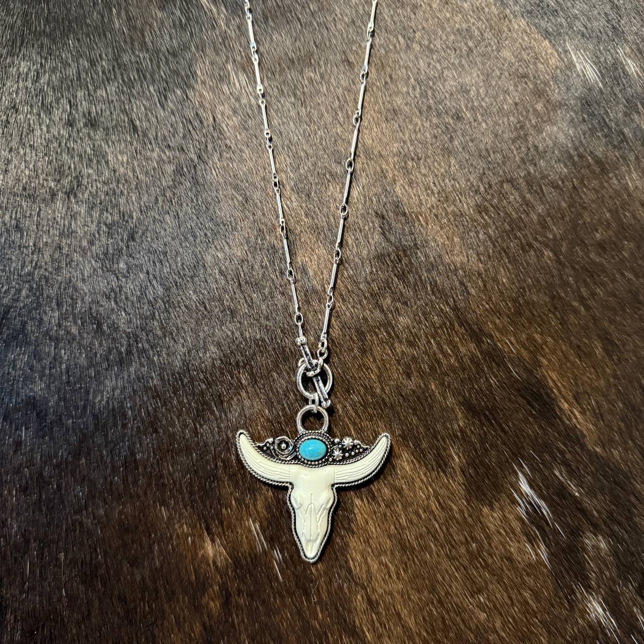 Necklace - Turquoise Longhorn Skull