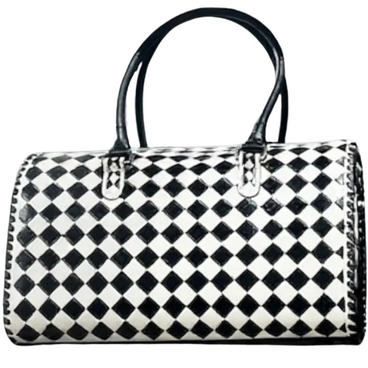 Checkered Tooled Leather Speedy Crossbody Bag