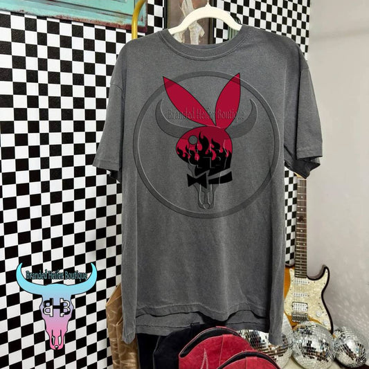 Flame Bunny Skull T-Shirt