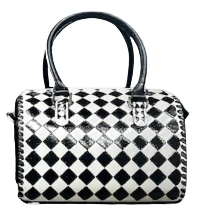 Checkered Tooled Leather Speedy Crossbody Bag