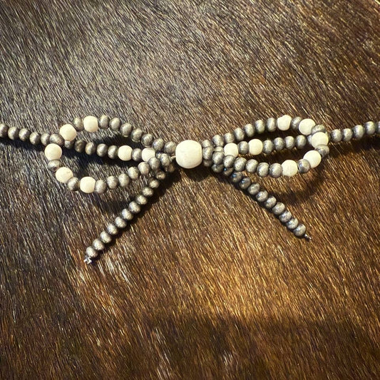 Necklace - Beaded Bow Choker Necklace