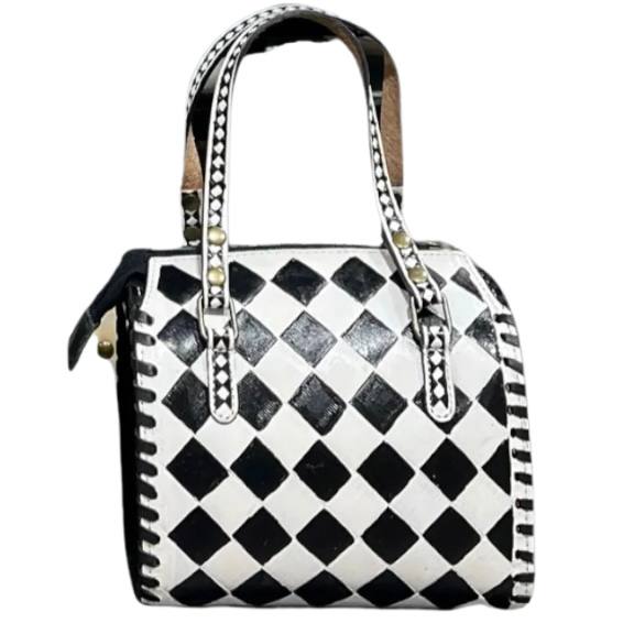 Checkered Tooled Leather Speedy Crossbody Bag