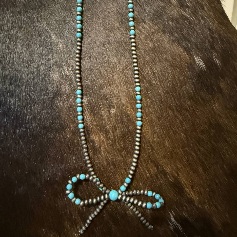 Necklace - Beaded Bow Choker Necklace