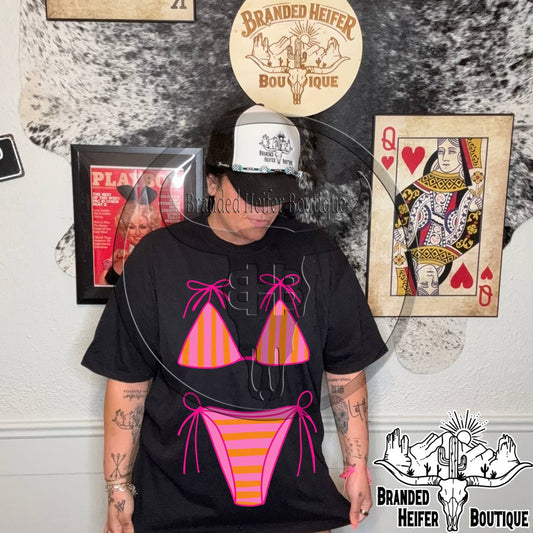 Sunset Stripe Bikini Tee
